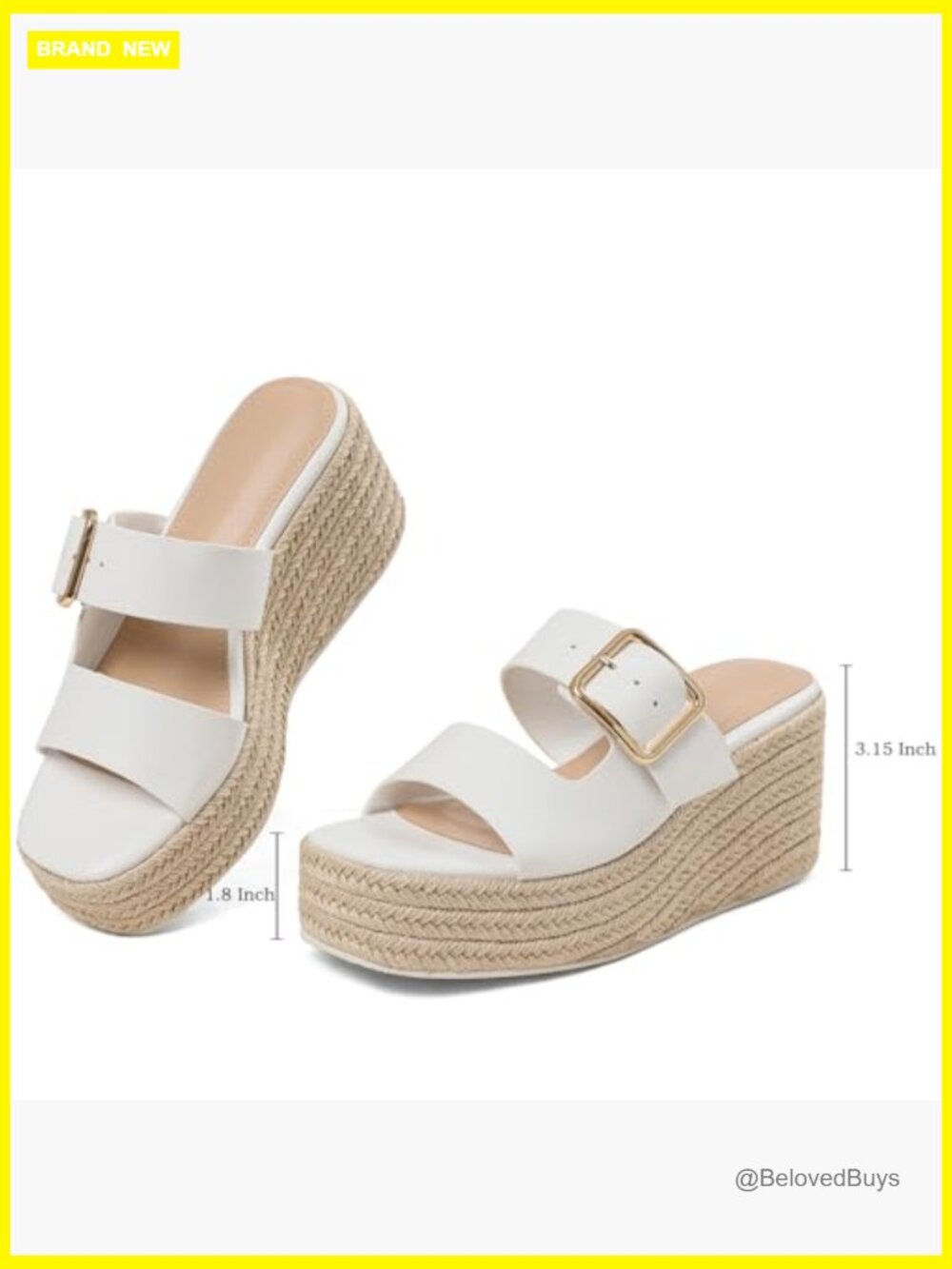Platform Wedge Sandals Slip On Espadrille Flatform Slides Adjustable Buckle - Picture 4 of 7